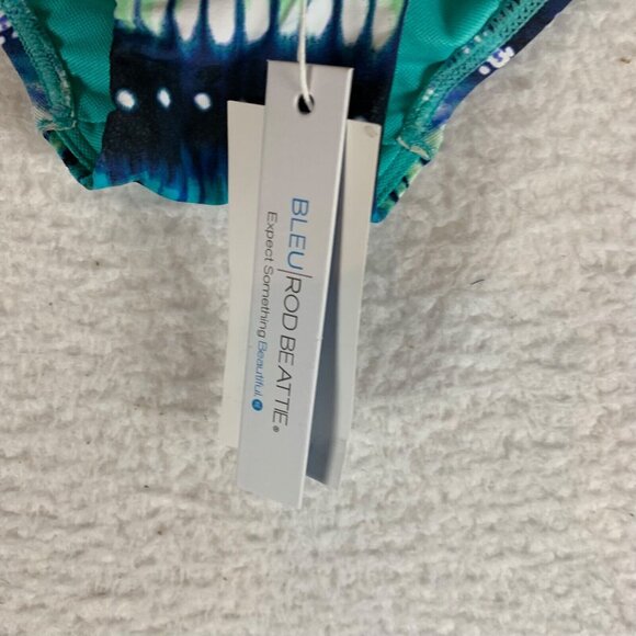 Bleu Rod Beattie Womens Navy Printed Ruched-Back Bikini Bottoms Size 10 NWT 9934 - Picture 2 of 9